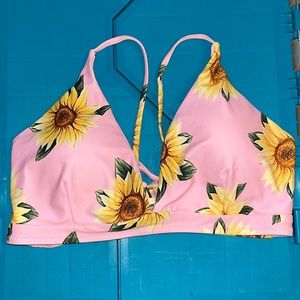 Pink Sunflower Bikini Top